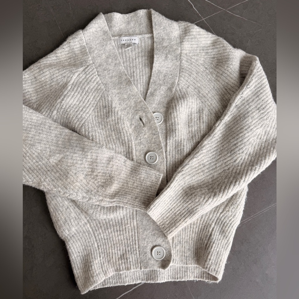 Topshop Light Gray Cardigan Sweater